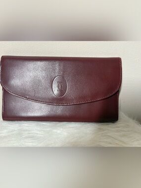 Vintage Cartier Must de Cartier Clutch Leather Bordeaux Red